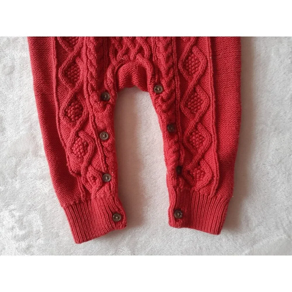 Baby Gap Boys Cable Knit Holiday One Piece Sweater Bodysuit Winter 6-12 Mos